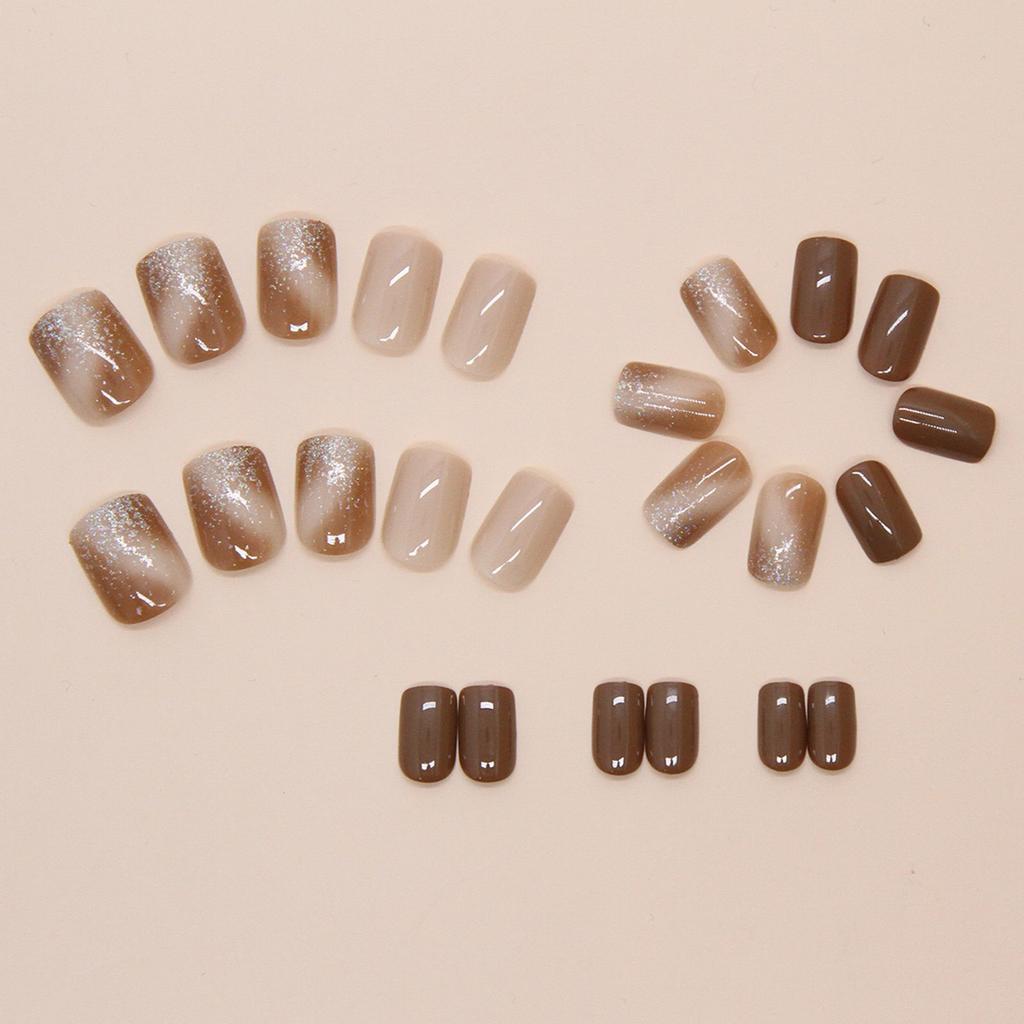 24pcs Short Square Press On Nail Glitters Designs Valentines Day Nail Manicure Nai Accesories for Trendy Women