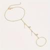Minimalist Trendy Unisex Stainless Steel Jewelry with Tassel Drop and Round Zircon Charm Geometric Finger Bracelet