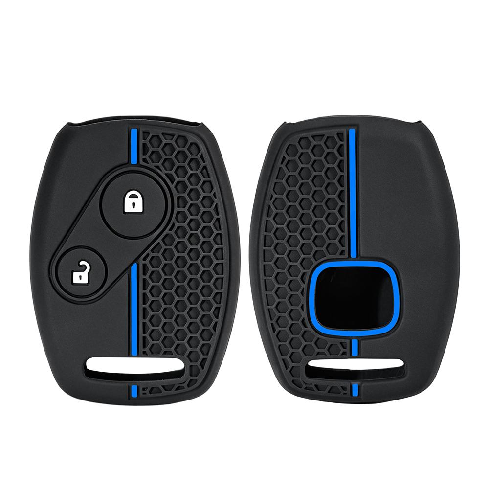 2 Buttons Silicone Car Remote Key Fob Case For Honda Civic 4D Jazz Gr8 Cr-V Srv Frv Fit Csx Chord 7 Accord Emblem Extra Screw