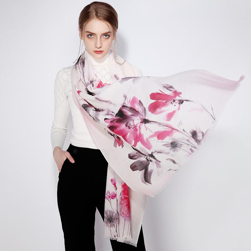 Winter Wool Scarf Women's Long Thermal Scarf Shawl Dual-purpose