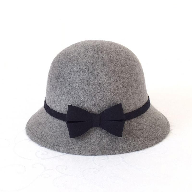 Weibliche Fedoras Wolle Hut Erwachsene Winter Warme Fedoras Hüte Breiter Krempe Fischer Kappe Herbst Winter Becken Kappe Elegante Bogen kappe B-8788