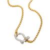 Gold Plated Carabiner Style Necklace Titanium Steel Pendant Neckchain Jewelry Ideal For Unisex Wear And Gift