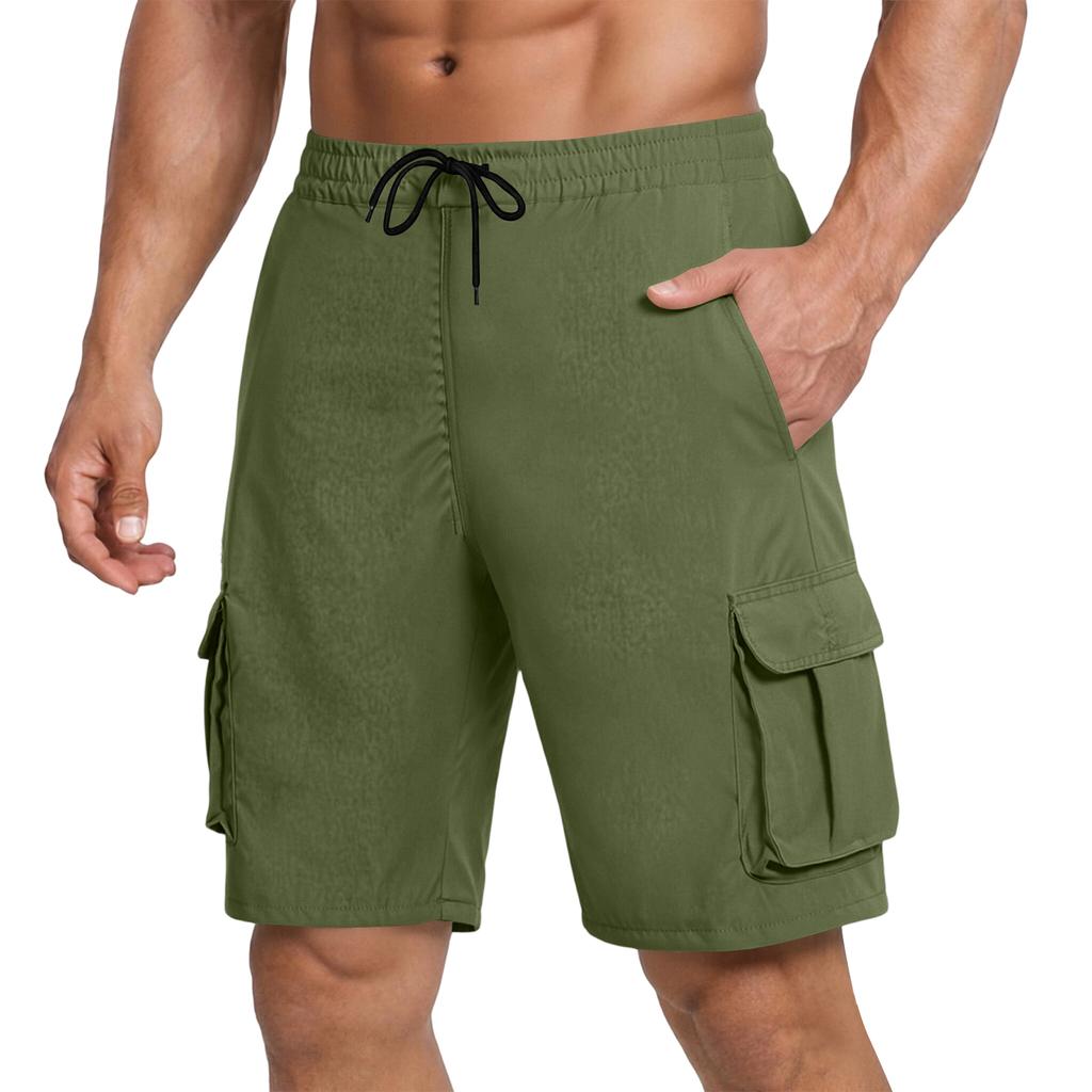 Herren Freizeit Locker Sitzende Mehrere Taschen Cargo-Shorts Elastischer Bund Kordelzug Outdoor Arbeitskleidung Shorts für den Sommer
