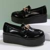 Mote Elegante Chunky Hæl Loafers Sko Kvinner Metall Detor Svarte Kilesko Kvinne Vår Høst PU Lær Loafers Sko Damer