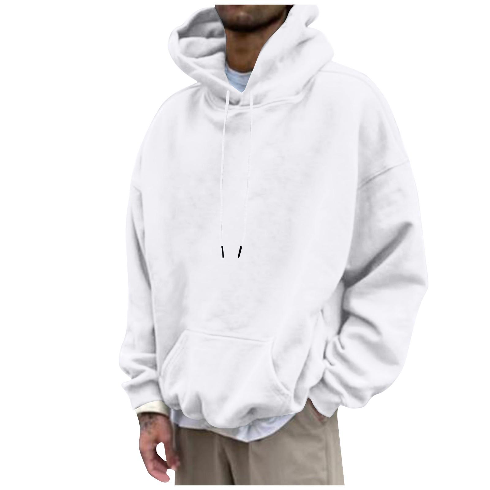 Men s Oversized Hoodie, Casual Pullover Sweatshirt with Adjustable Drawstring and Kangaroo Pocket, Burgundy L белый