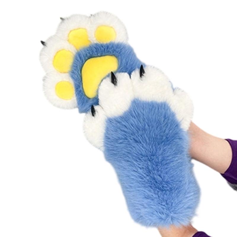 Furry Cats Paws Gloves Cosplay Costume Gloves for Women Girl Warmth Comfort Soft Plush Fursuit Gloves Anime Armwear