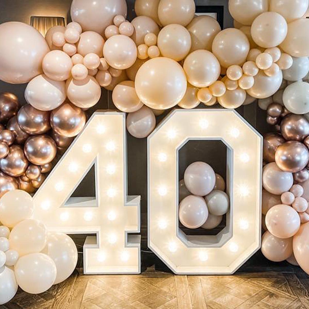 Figura Numero Compleanno Gigante a Luce LED 91,5 cm Anniversario 1° Compleanno Matrimonio Baby Shower Decorazione Cornice Numero Compleanno 30 40 50