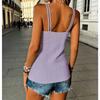 Womens Black Textured V Neck Cami Top With Double Spaghetti Straps Casual Sleeveless Tank Top