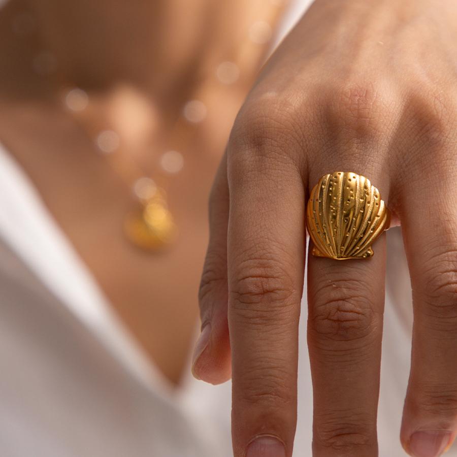 

2024 Новое кольцо в форме ракушки женское приливное холодное ветровое изысканное кольцо для женщин модное минималистичное ветровое кольцо ювелирные изделия корейская мода