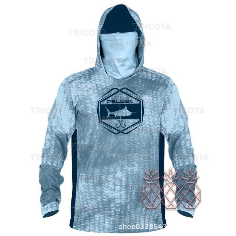 Herren Quick-Dry UV-Schutz Angel-Hoodie Langarm Outdoor Sportoberteil UPF50 Atmungsaktiv