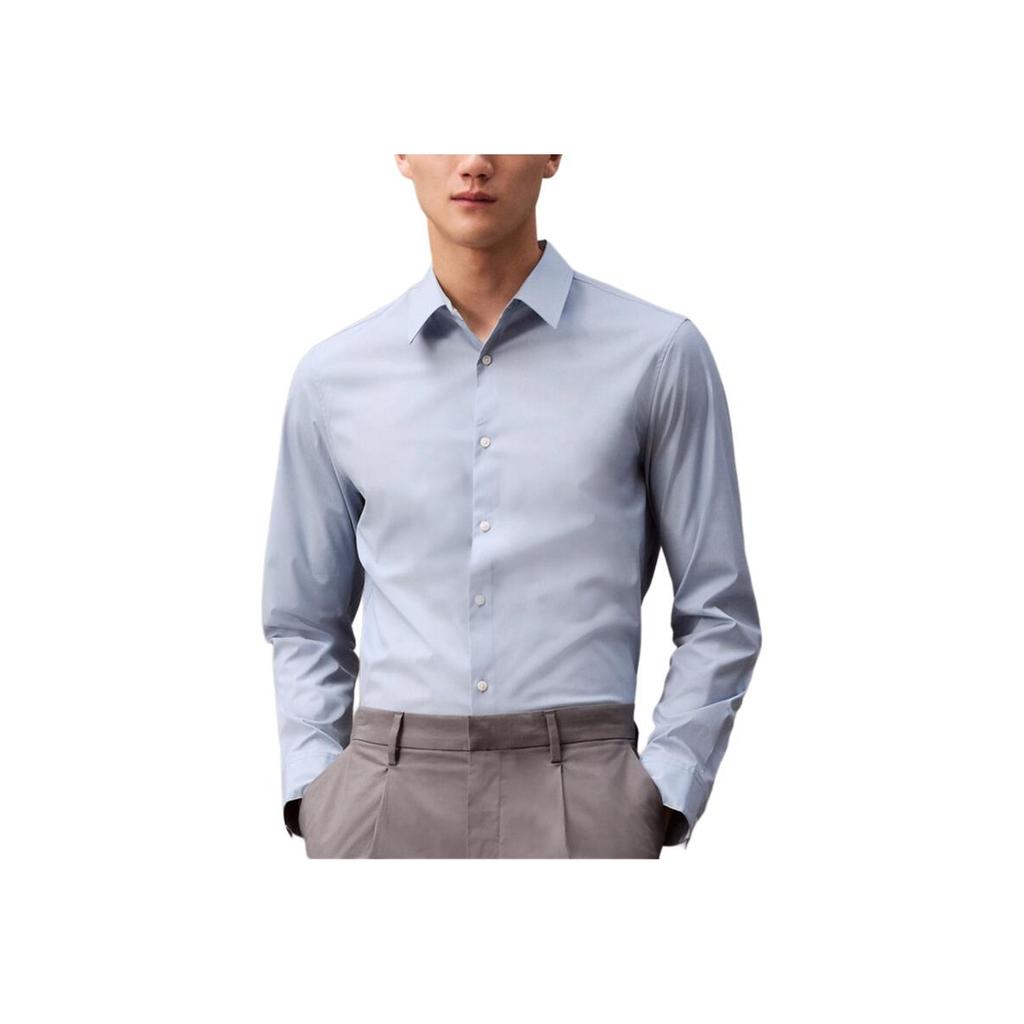Calvin Klein Minimalist Comfortable Versatile Stretch Slim Fit Button Long Sleeve Shirt Men Shirts Gray Blue 40BM127-4KX
