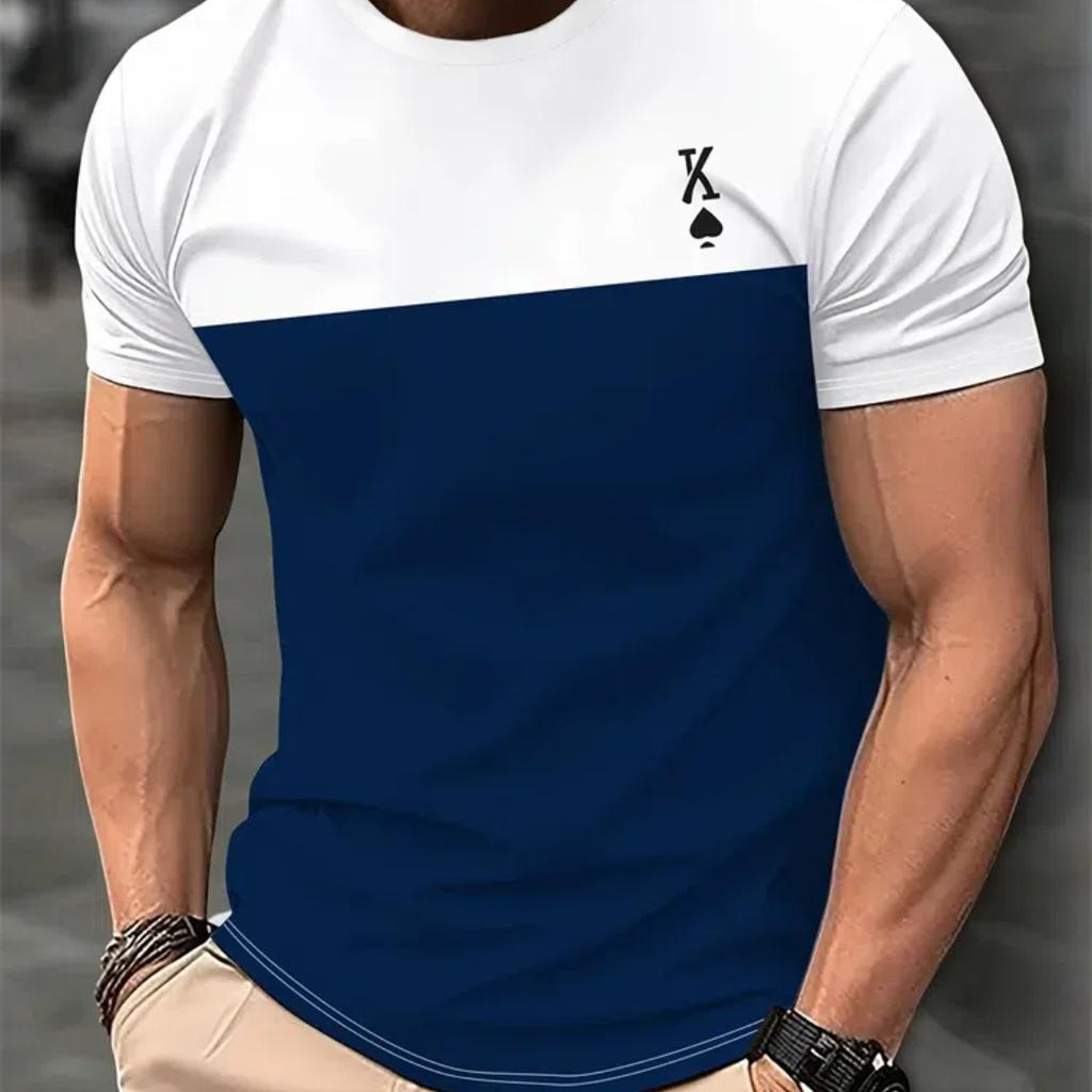 Mens Casual T Shirt Variegated Print T Shirt King Fitness Shirt Oversized Short Sleeve Tops Boys Tops Vintage Mens T Shirts