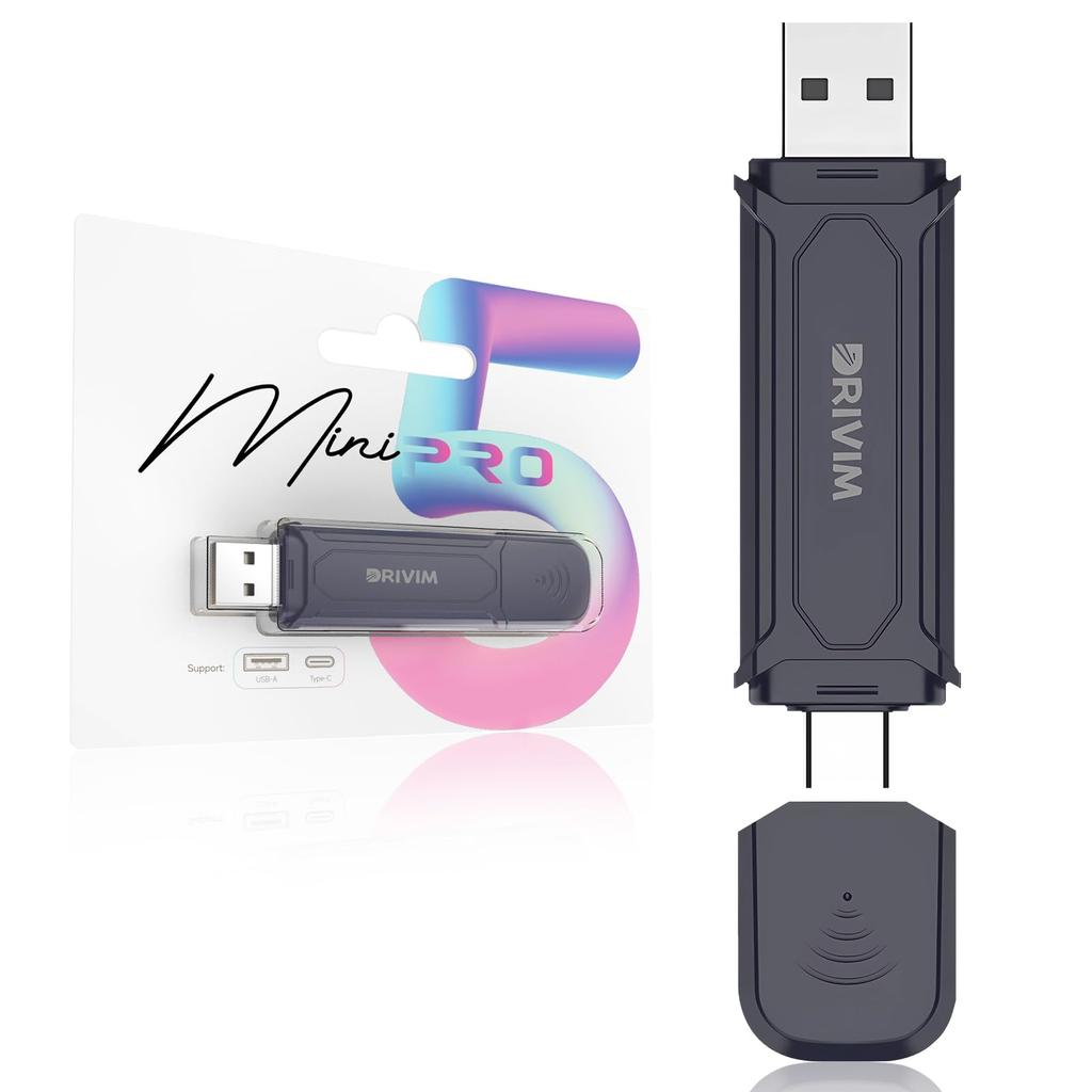 DRIVIM Wireless CarPlay + Wireless Android Auto 2 in 1 Adapter, USB Innovative Design