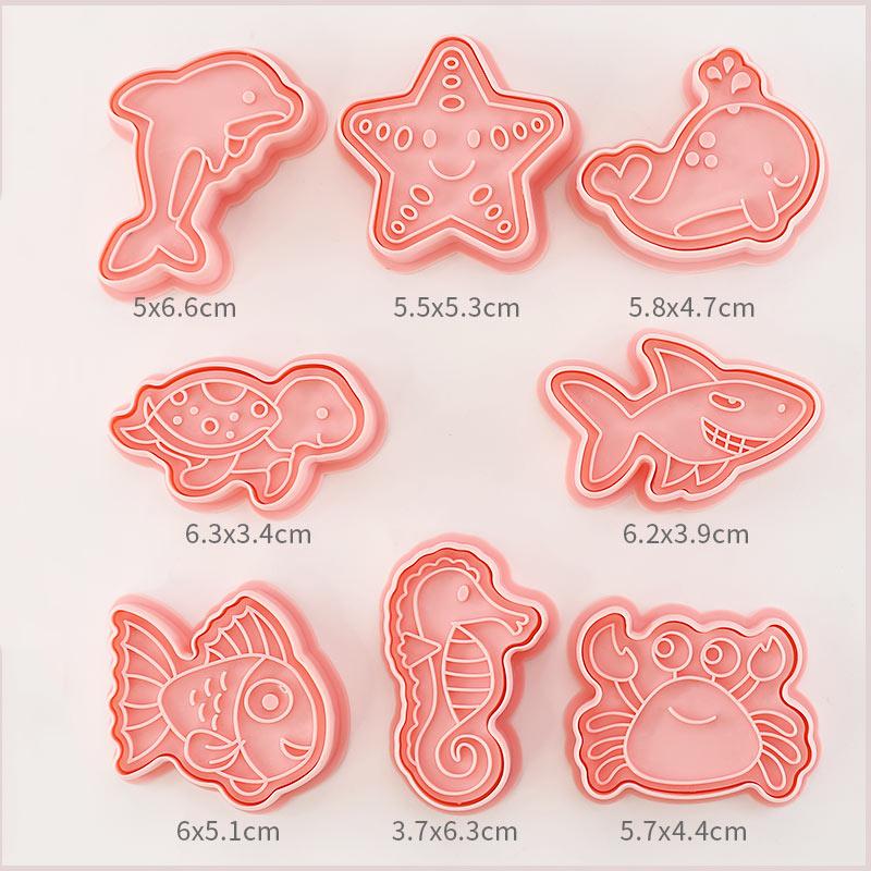8 Stück/Set Plätzchenausstecher Kunststoff 3D Dinosaurierform Cartoon Pressbare Keksform Plätzchenstempel Küche Backen Gebäck Backzubehör