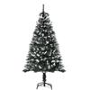 Albero di Natale Artificiale 1.5M Imbiancato Natale | Decorazione per la Casa Interni | Base Rimovibile con Bacche Bianche Stella in Cima Ramo Verde