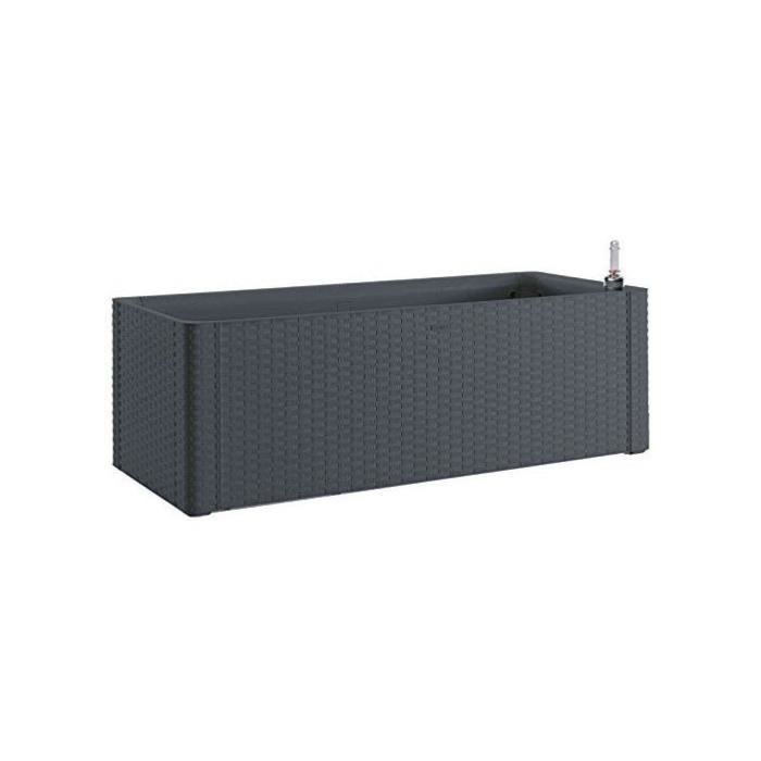 STEFANPLAST Rectangular Flower Box/Planter NATURAL DELUX - 100x43xH33cm - 90 + 6.5L In the Reservoir - Anthracite