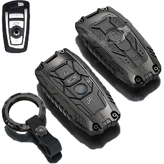 Key Fob Cover For BMW With Keychain, Key Fob Case Compatible With BMW 2 3 4 5 6 7 Series X1 X2 X3 X5 X6 Accessories (A Model-Black)