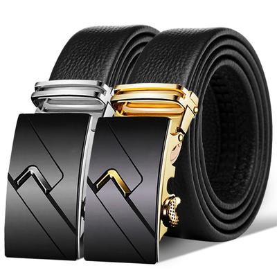 Pánský pásek z hovězí kůže Automatická přezka Pásek z pravé kůže Business Casual Jednoduchý a všestranný Pásek pro muže středního věku a mladé
