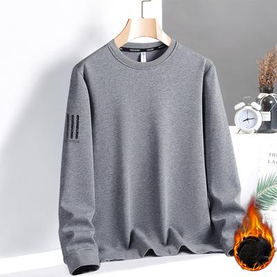 Men's Fall and Winter Thickened Warm Layer Large Size Round Neck Long Sleeve Loose Casual Pullover Shirt