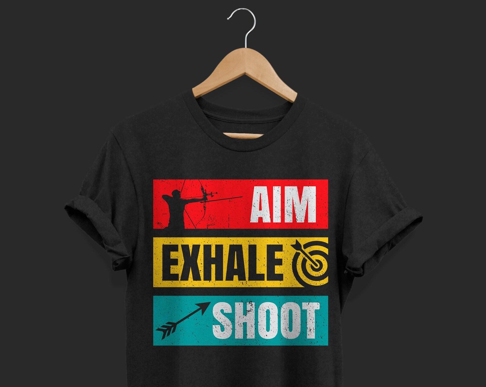 Archery Vintage Aim Exhale Shoot Archer Gift Outfit, Arrow Bow Sport Lover Present T-Shirt Dad Father s Day Bowman Shooting Competition Team 120