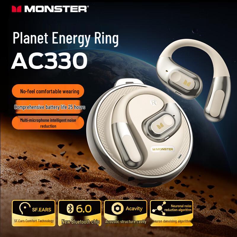 Monster AC330 Bluetooth 5.4 Over-Ear Noise-Cancelling Sports Headset with High-Quality Sound