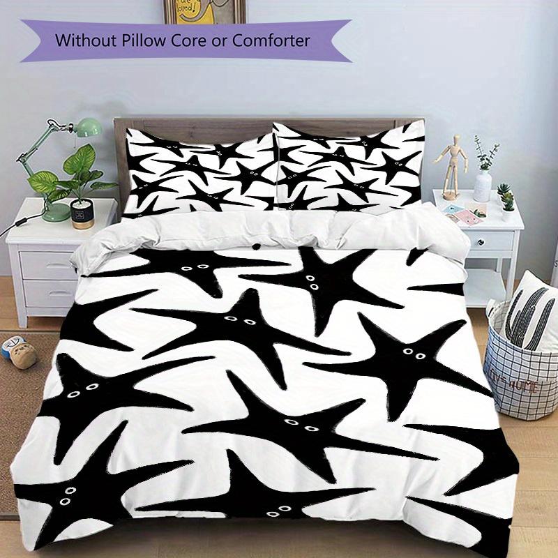 3pcs Starfish Pattern Bedding Set, Breathable and Soft, Suitable for All Seasons, Ideal for Home Use, Suitable for Bedroom Decor 21140