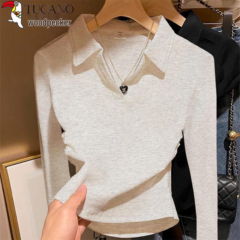 Woodpecker Women's Pure Cotton Long Sleeve Polo T-shirt