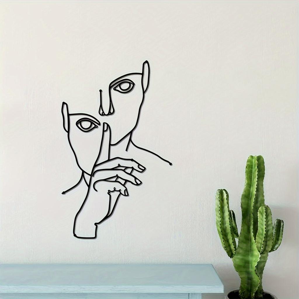 1pc Abstract Face Line Art Wire Wall Decor Metal Minimalist Home Bedroom Gift Halloween Christmas New Year