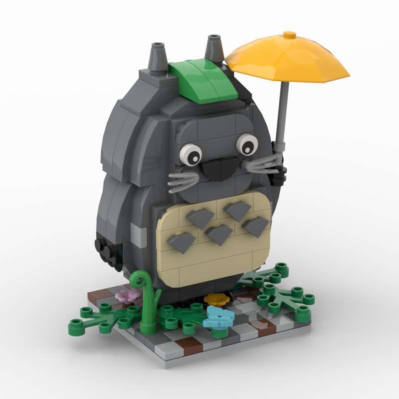 208Pcs Moc Building Blocks Sky Castle Totoro Yellow Umbrella Model Educational Assembly Toy For Children Desktop Ornament