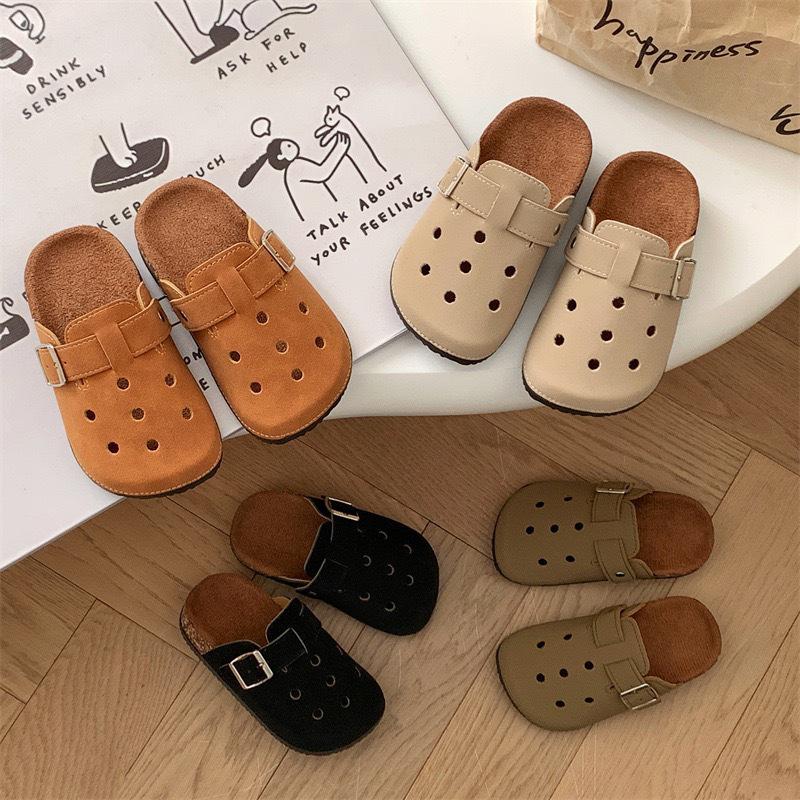 Kids' Retro Birkenstock Sandals - Spring/Summer Closed Toe Non-Slip Casual Half Slippers for Boys & Girls