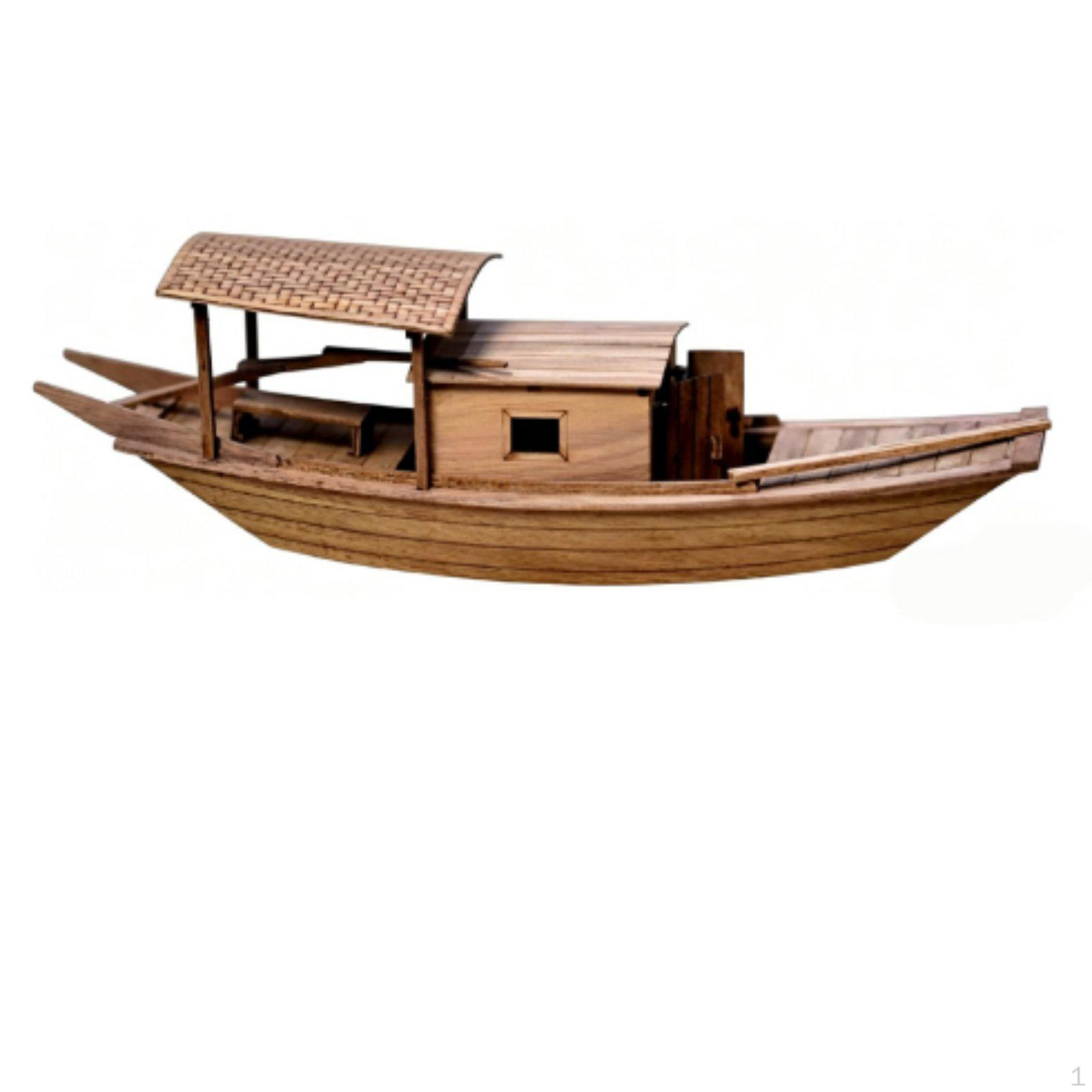 Wooden Traditional Boat Assembly Kit Design Chinese Fishing Model Black
