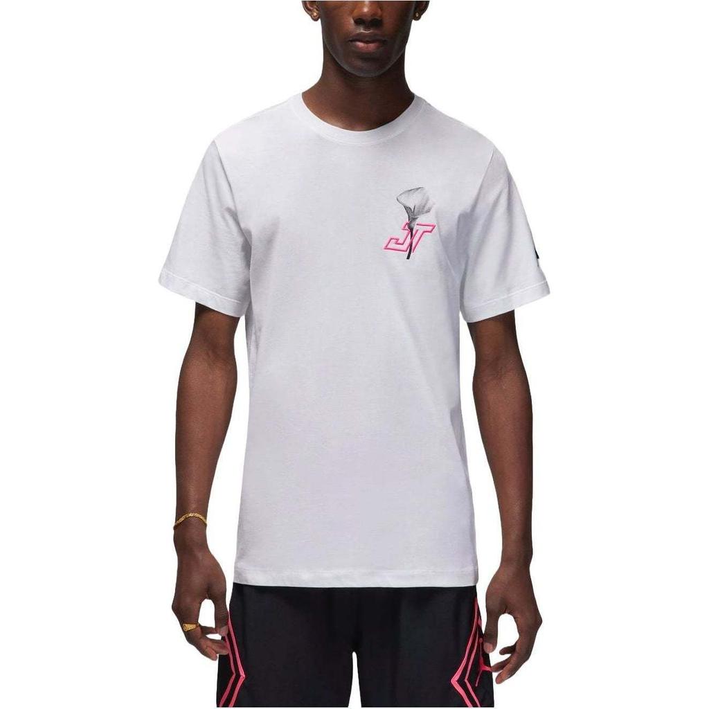 Jordan Floral Print Casual Crew Neck T-Shirt With Raglan Sleeves Men Tops White HF1180-100