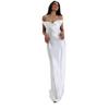 Women's Off Shoulder Deep V Neck Long Dress Bodycon Solid Color Yellow Evening Gown