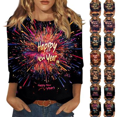 Dames Mode En Winter Casual Ronde Hals Geborsteld Geribbeld Kleur Driekwartmouw T-shirt Dameskleding