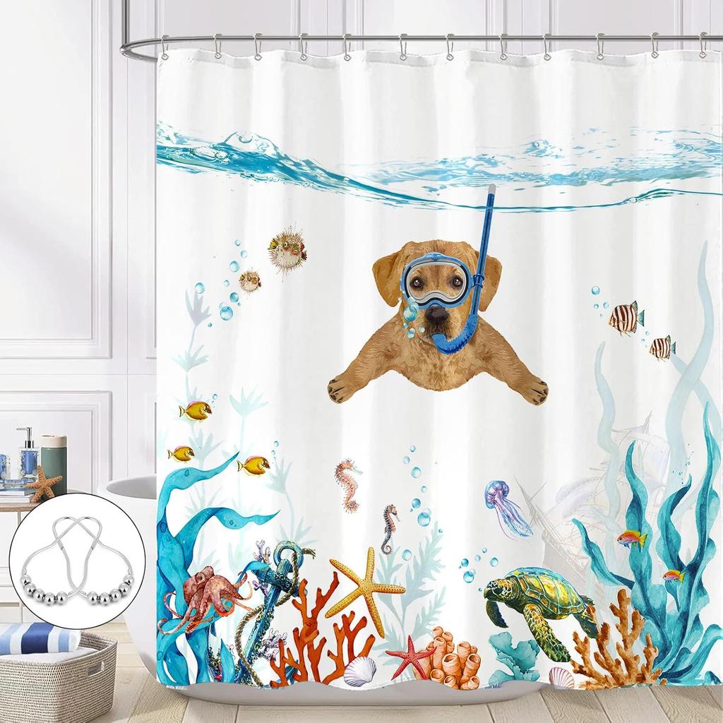 Galactic Cat Astronaut Waterproof Shower Curtain - Space Adventure with Dinosaur Ride for a Fun and Quirky Bathroom Decor