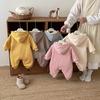 Winter 2025 Baby Fleece Cartoon Romper - Cute Embroidered Rabbit Newborn Jumpsuit