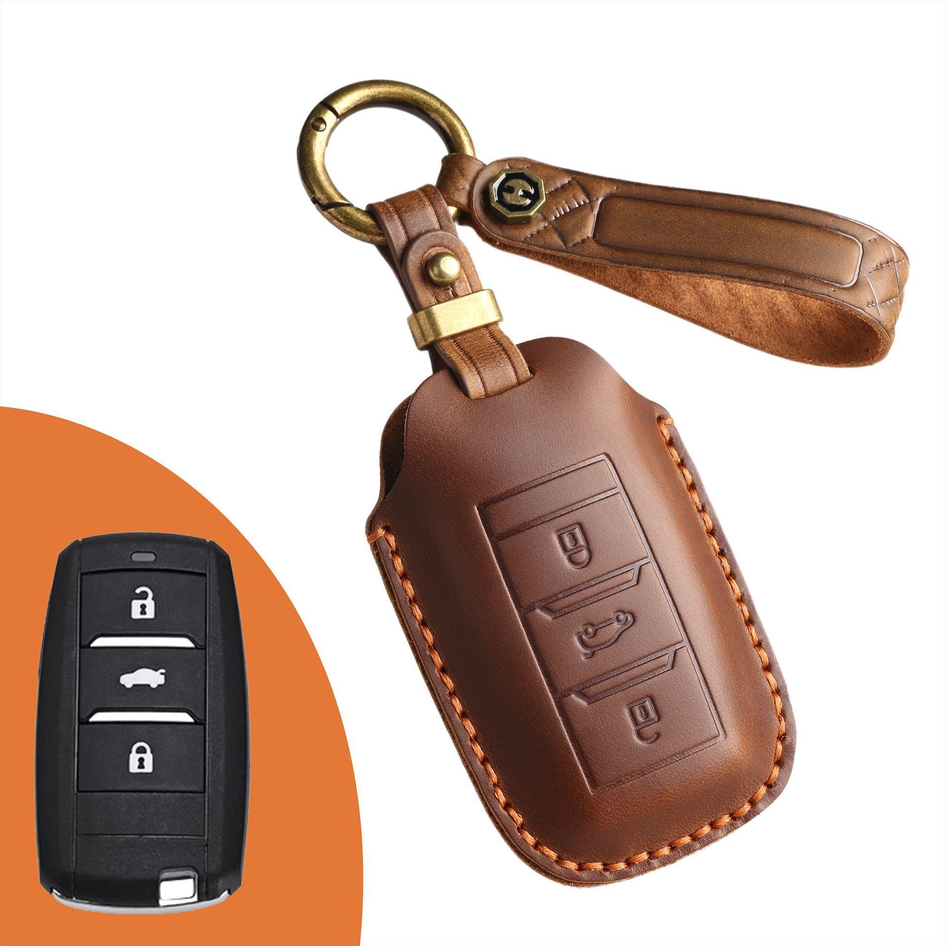 

The Retro Key Cover Is Suitable For Ruicheng Cc Old Special Car Key Bag, Purely Handmade Leather Keycase Chain. коричневый