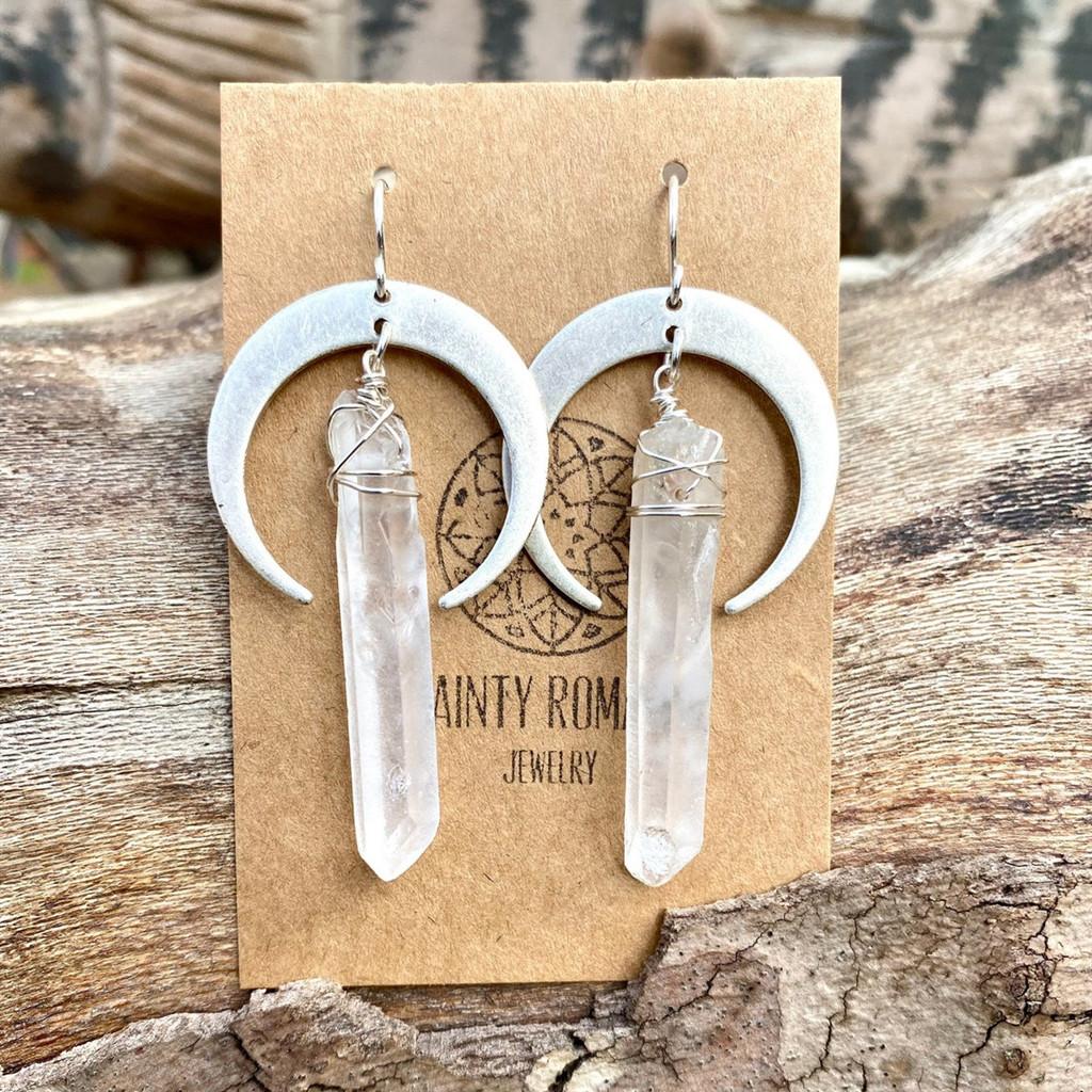Handmade Metal Moon Star Statement Earrings For Ladies Summer Casual Wear