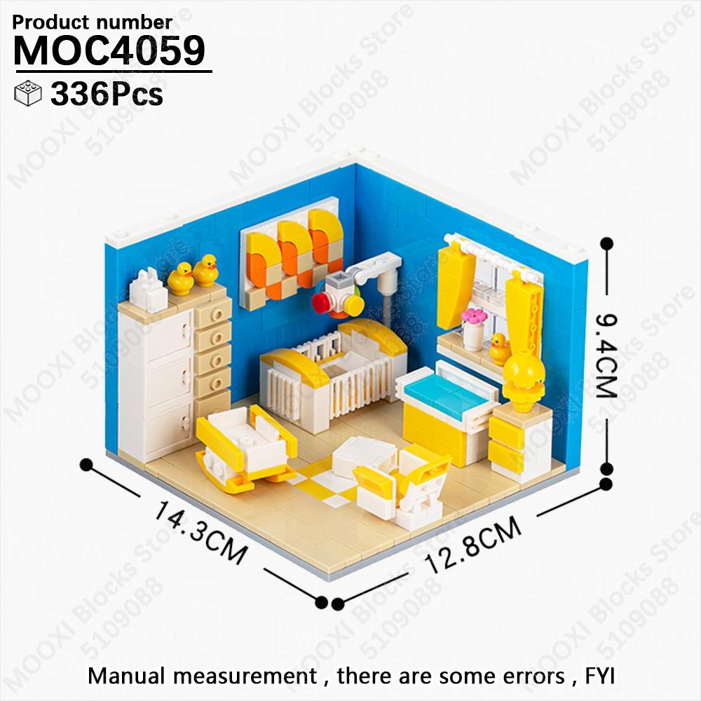 MOOXI City Room Baby Series Bedroom Bathroom Model Playing House MOC Brick DIY Assembled Building Blocks Montessori Toy Kid Gift