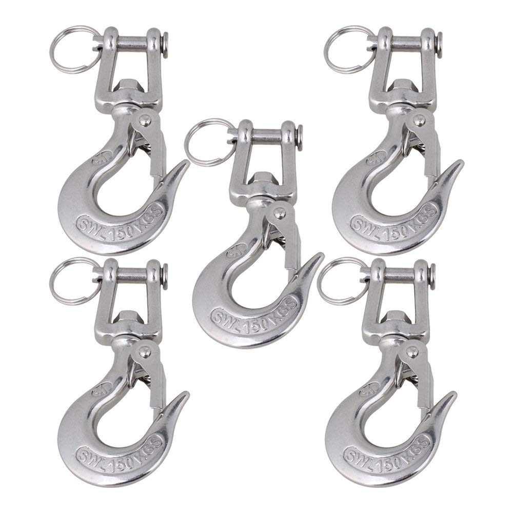 

5 шт., триггер американского типа из нержавеющей стали 304, шарнирный тип, подъемный крюк с поворотным ушком и пределом рабочей нагрузки 150 кг 5Pcs