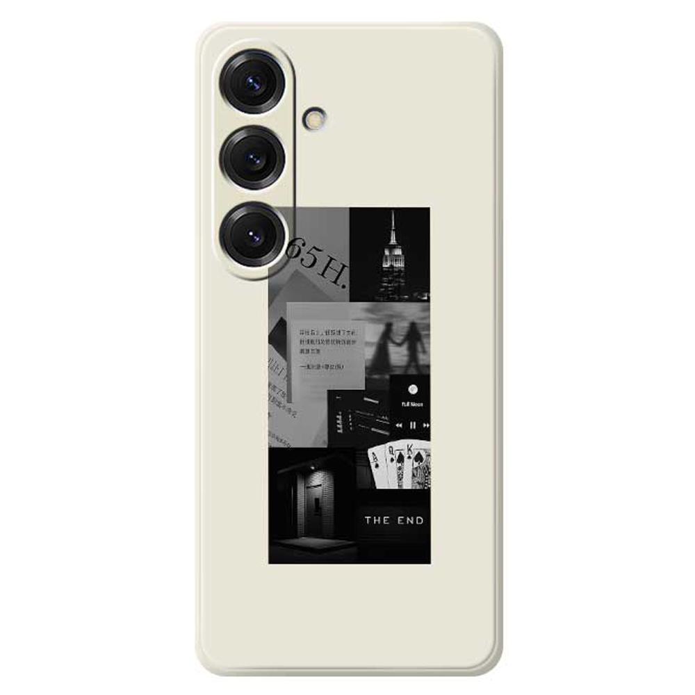 

Чехол для Samsung Galaxy S25, Сшитый узор с фотопечатью, Прямоугольный край, ТПУ задняя крышка для телефона Beige