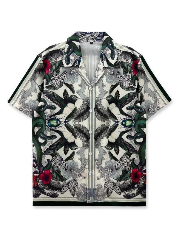 Vintage Floral Short Sleeve Loose Fit Hawaiian Shirt For Men Women XS