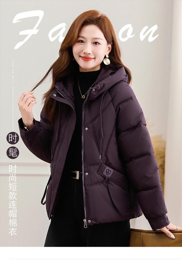 New hooded down cotton cotton jacket women's loose short winter cotton jacket bread jacket cotton jacket women's clothing