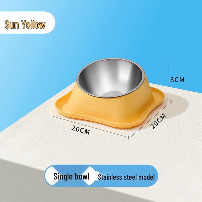 Stainless Steel Anti-Tip Cat & Dog Bowl Set - Large Capacity, Leak-Proof, Double Bowl Design