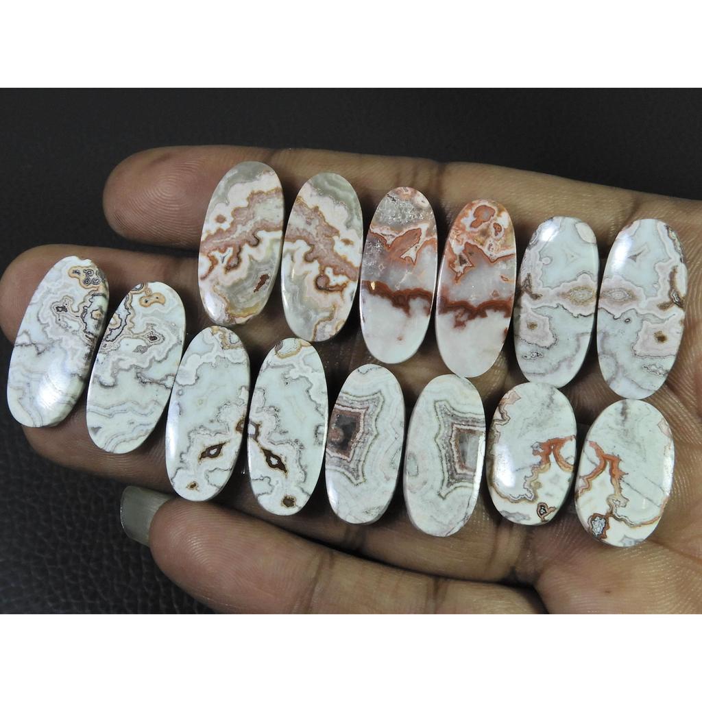 Natural Rosetta Crazy Lace Agate Oval Cabachon Loose Gemstone 07 Pcs Lot C-2605