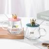 High-value Glass Cup with Spoon Lid, Creative Couple Coffee Mug Office Tea Anti-scald  Female Home