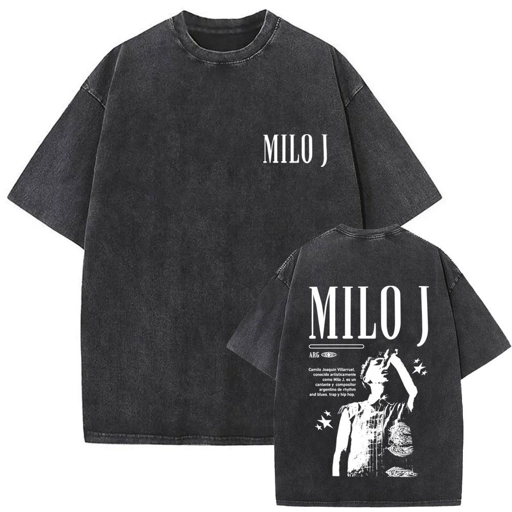 Gewaschenes Vintage Rapper Milo J La Vida Era Mas Corta Album Grafik T-Shirt Herren Damen Hip Hop Mode Popmusik T-Shirts Streetwear