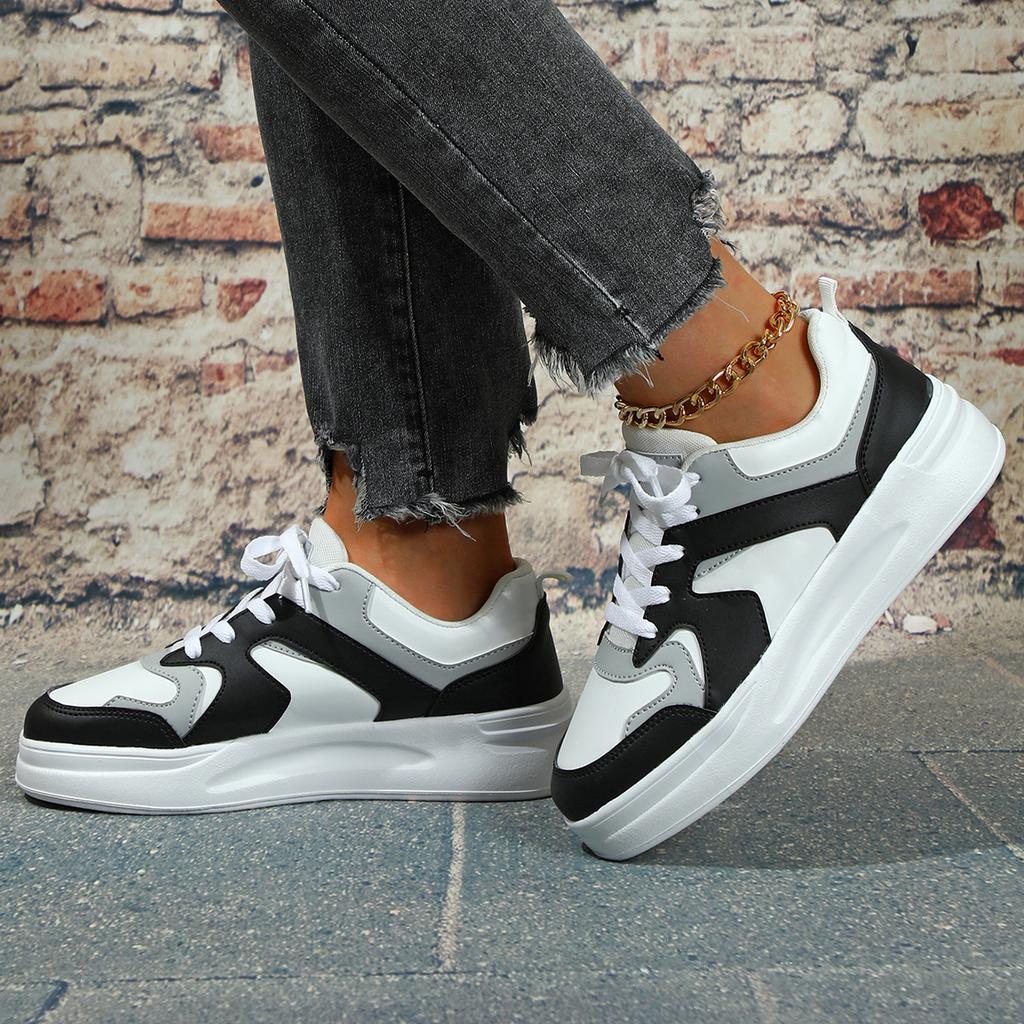 Fashion Board Shoes Ins Trendy Sneakers Women Men PU Leather Walking Shoes Casual Daily Shoes Platform Footwear Wear-resistant