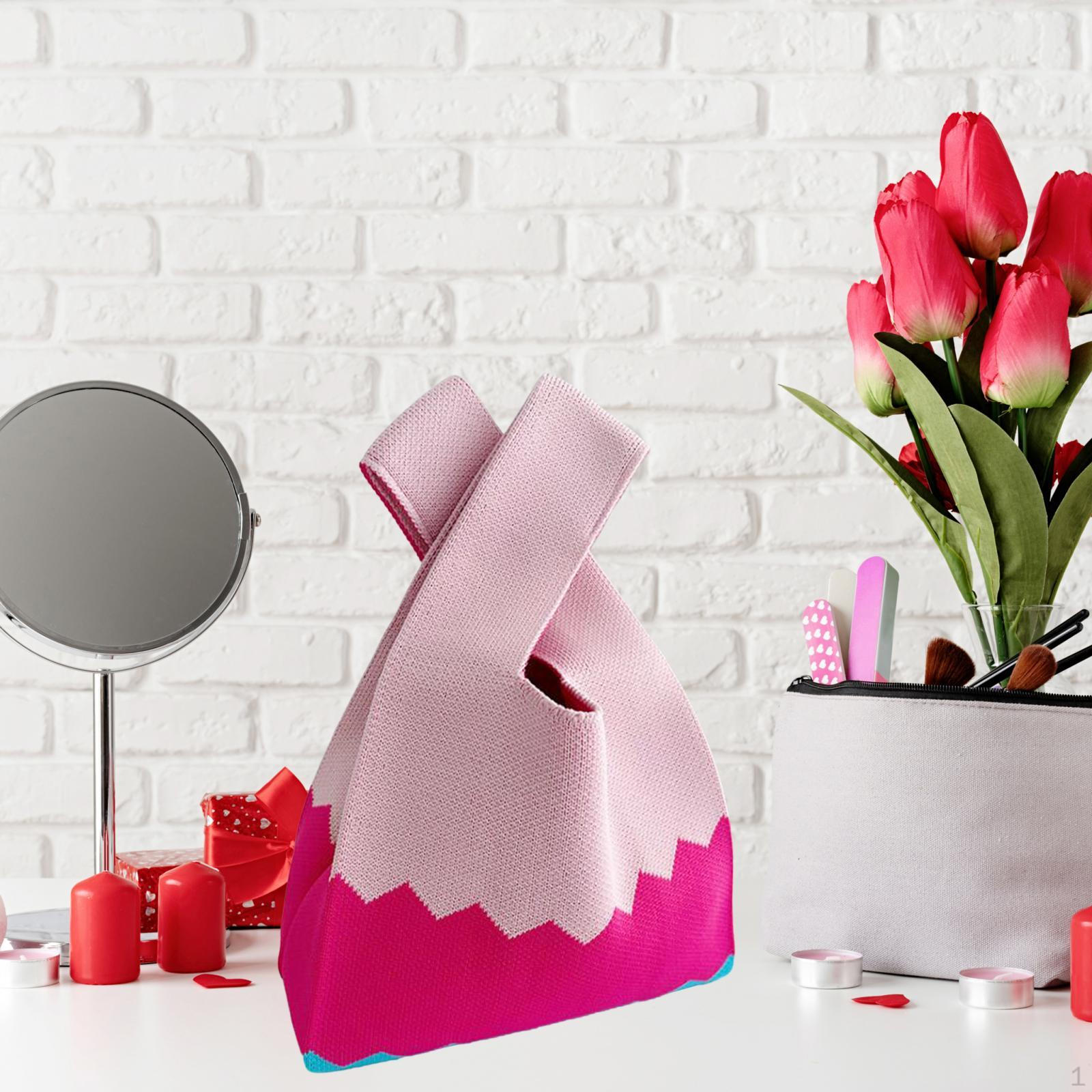 Вязаная большая сумка для женщин модные сумки кошелек повседневная сумка для покупок работа на плечо розы красного 649₽