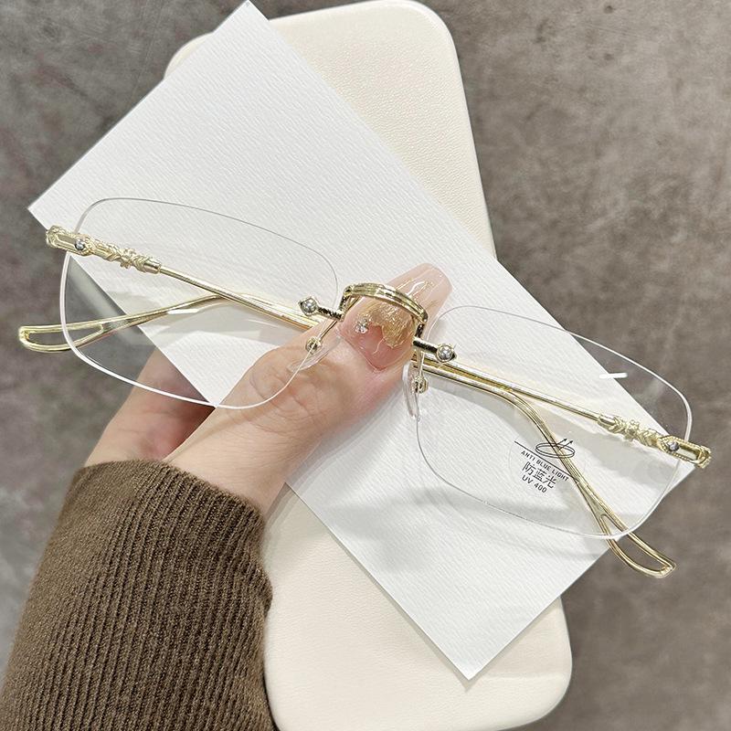 Chic Women s Blue Light Blocking HD Reading Glasses - Ultra-Lightweight, Diamond Cut Rimless Design +250